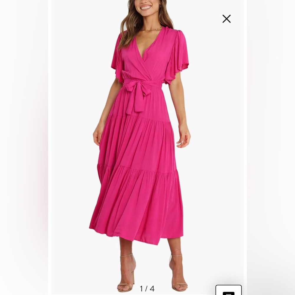Petal & Pup Fuchsia Pink Tiered Midi Dress
